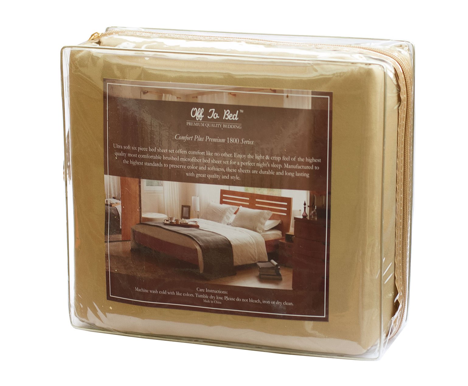 Off to Bed Comfort Plus Deep Pocket 6 Piece King Size Bed Sheets Set, Wrinkle, Fade, Stain Resistant - Hypoallergenic (King, Gold)