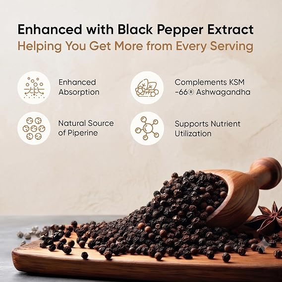 WeightWorld Ashwagandha KSM 66 Capsules | Black Pepper Extract & Vitamin B6