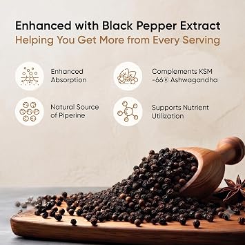WeightWorld Ashwagandha KSM 66 Capsules | Black Pepper Extract & Vitamin B6
