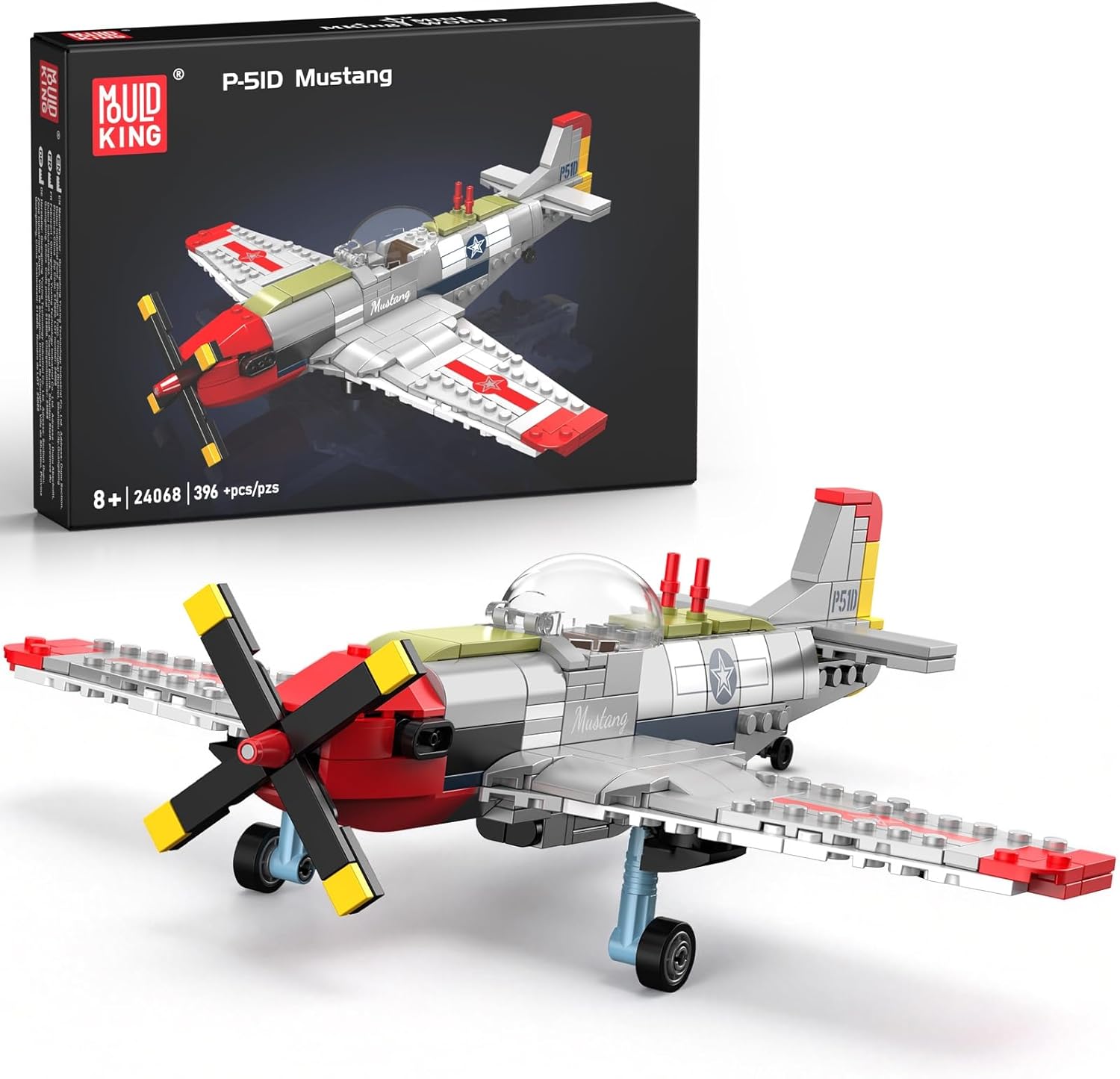 Mould King 24066 Race Plane Model Building Set for Kids, STEM Toy Gift for Boys and Girls Ages 8+, Propeller Airplane Blocks Set for Display Collection(540PCS)