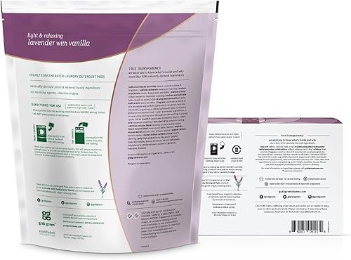 Miniatura 2 de Grab Green Paquete de cápsulas de detergente 3 en 1 y hojas de secadora, 60 cápsulas y 80 hojas de secadora, aroma a vainilla y lavanda, a base de