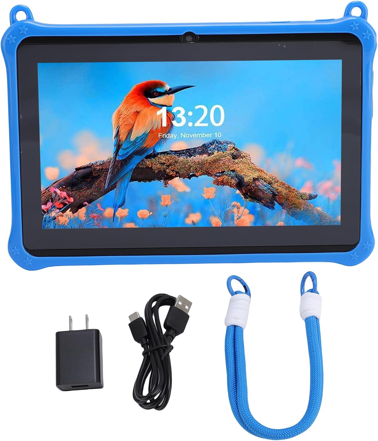 Tangxi Children Tablet, Back Stand Function Safe User Settings Pre Installed APP Game Soft Silicone Case 7 Inch LCD Tablet for Daily Entertainment (Blue)