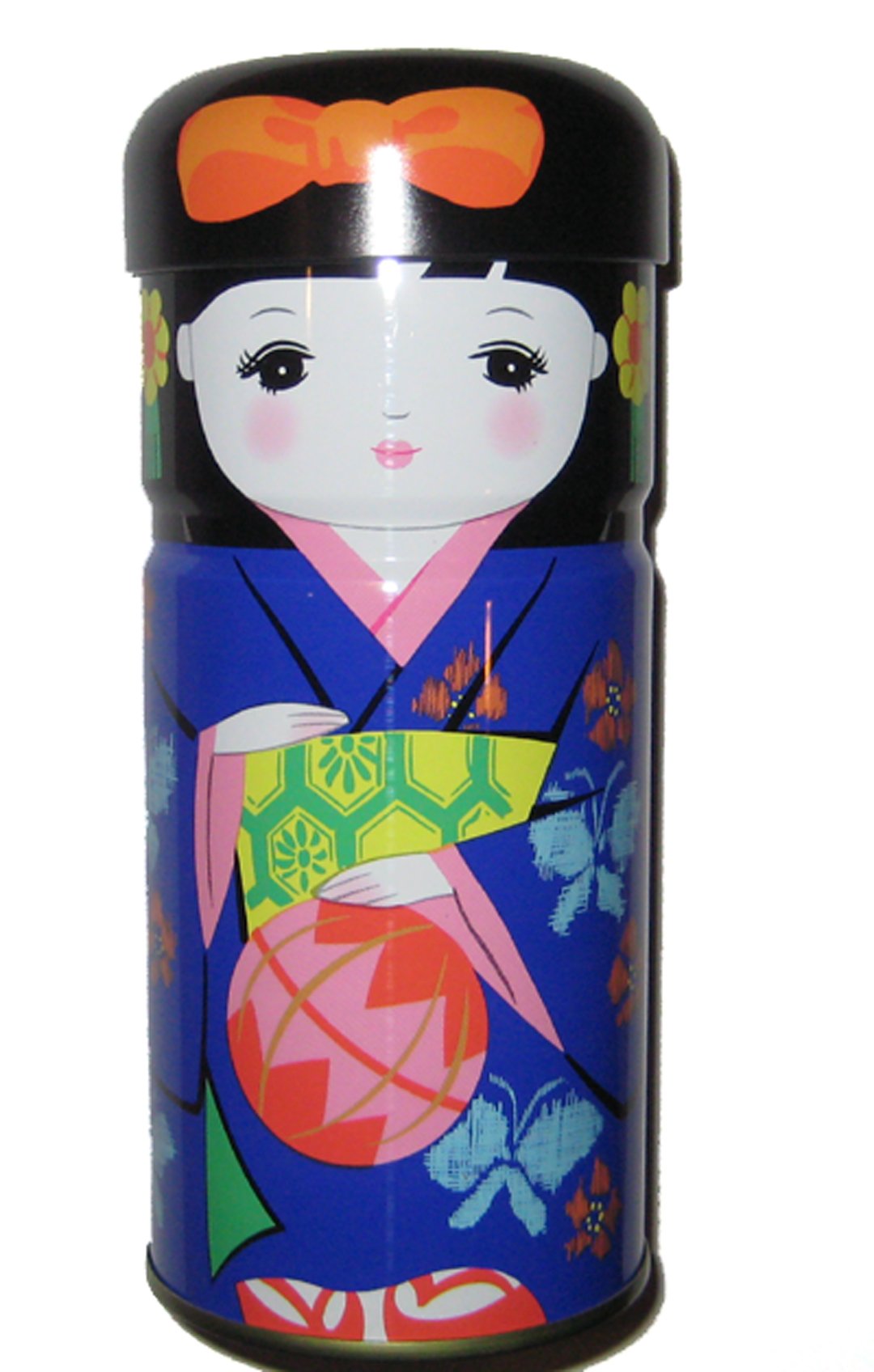 Black/Blue Kokeshi Doll - Tea Canister (Japan)
