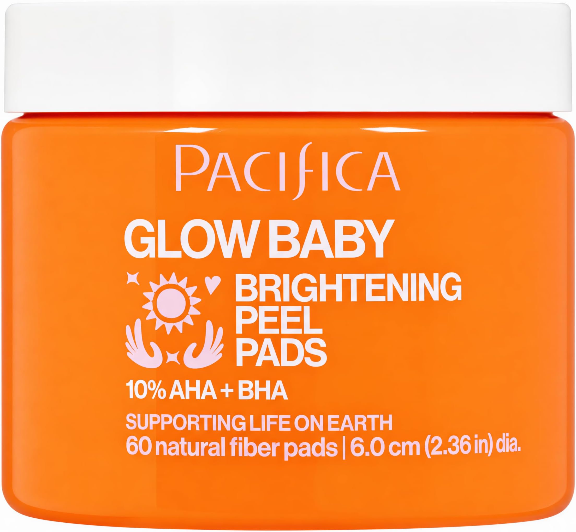 Pacifica Glow Baby Brightening Peel Pads 10% AHA + BHA Exfoliating Face Pads for Glowing Skin Resurfacing Glycolic Acid & Salicylic Acid Pad to Smooth Texture & Minimize Pores Fragrance Free 60 Count