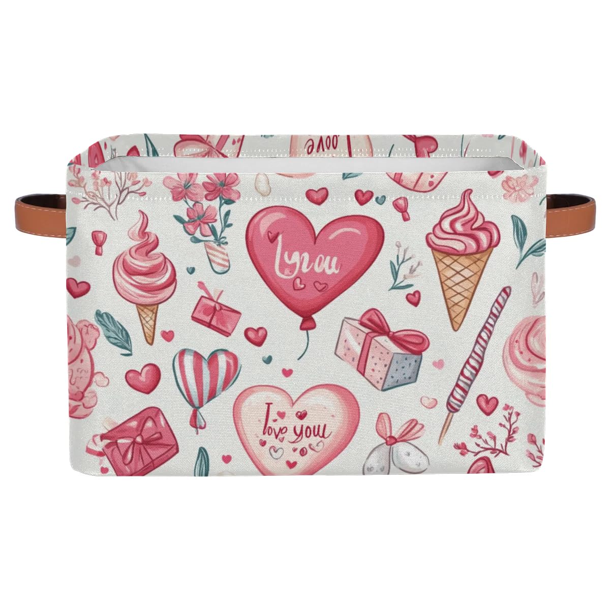 Gumuslen Valentines Day Balloon Storage Baskets Ice Cream Collapsible Storage Bins Closet Organizers Basket Clothes Shelves Boxes for Living Room
