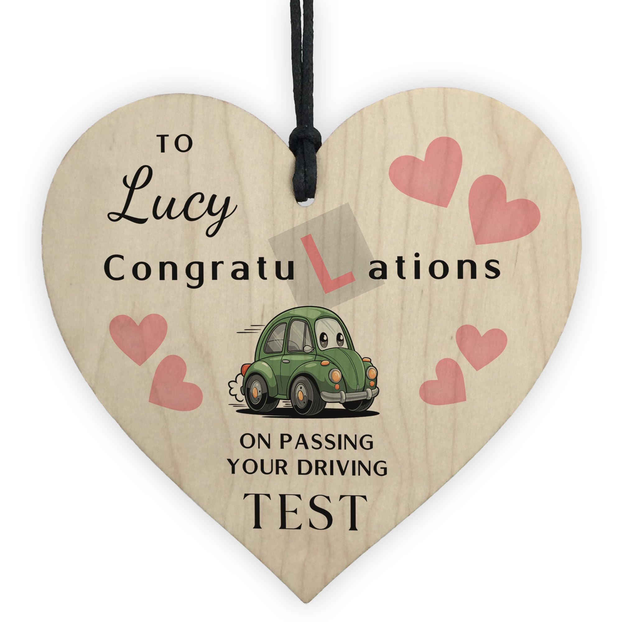 Red Ocean Personalised Congratulations On Passing Your Driving Test Hanging Wooden Heart Passed Driving Test Well Done For Son Daughter New Driver Present