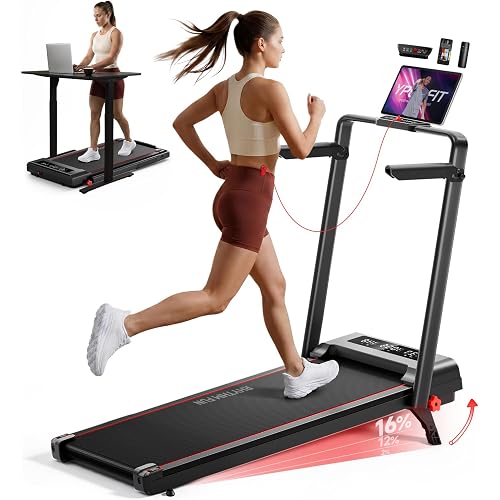 RHYTHM FUN Incline Walking Pad, Handle Bar, 37.4" Running Belt, 300 LBS