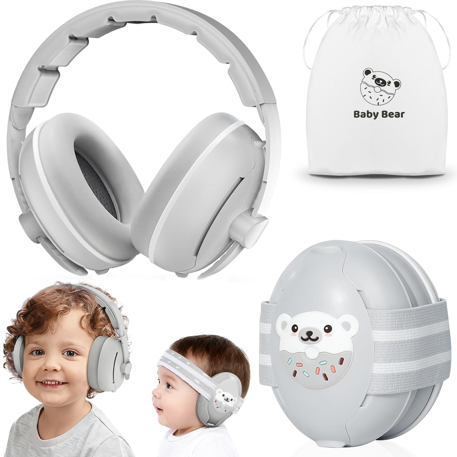 Baby Gehörschutz 0-4 Jahre,2-in-1 Baby Kopfhörer Lärmschutz 24dB,Gehörschutz für Kinder,Neugeboren Ohrenschützer mit Geräuschunterdrückung & Verstellbares Kopfband und Aktive Familien Unterwegs