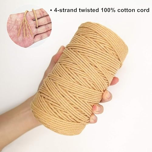 Miniatura 3 de Cuerda de algodón de 0.118 in, cuerda de cordel de 220 yardas, cuerda de macramé de algodón 100% natural para colgar plantas, colgar en la pared,