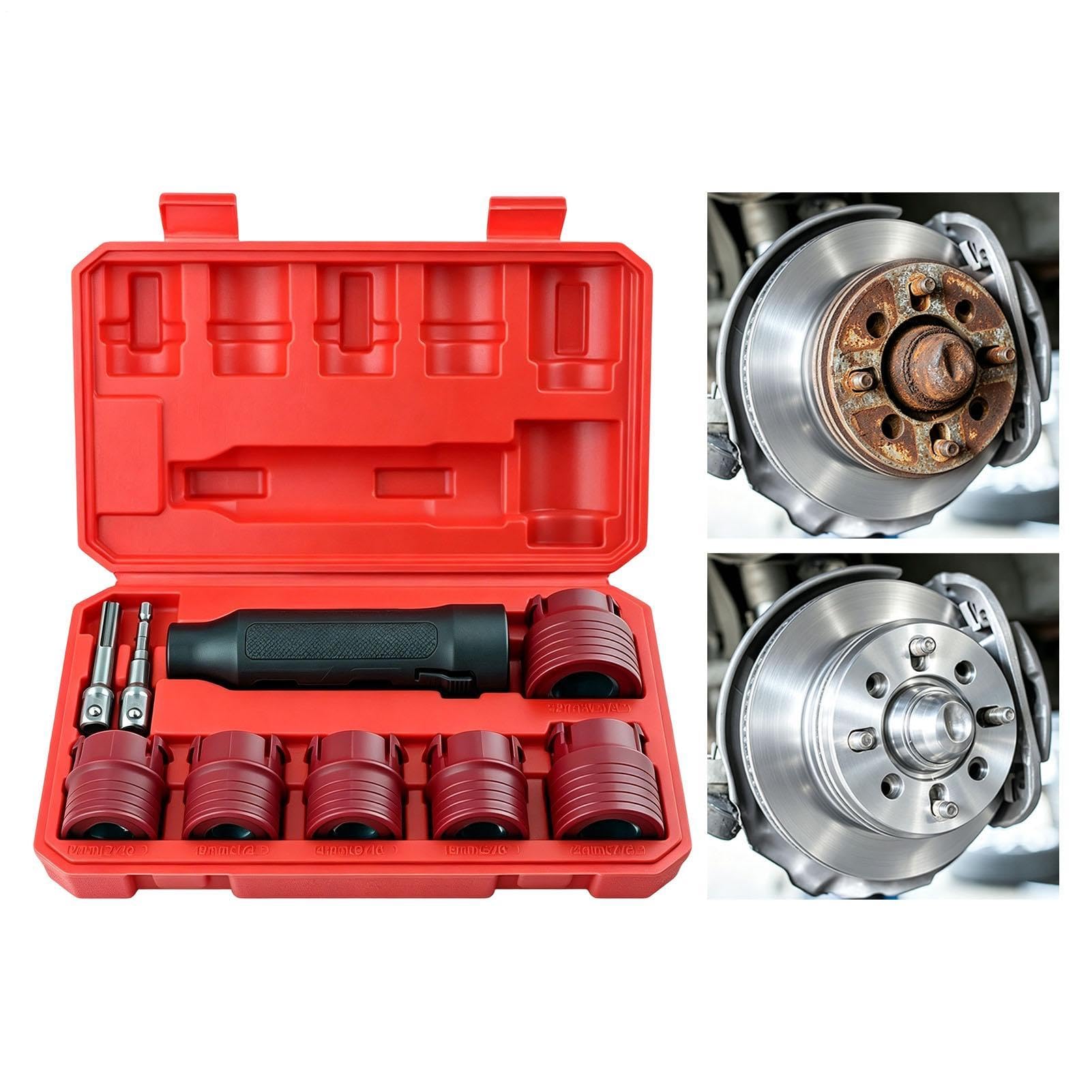Pulitore Per Prigionieri Ruota Kit Strumenti per Rimozione Ruggine, | Strumento per la Pulizia del Mozzo del Freno Per Autolavaggio, Casa, Garage, Officina, Parch