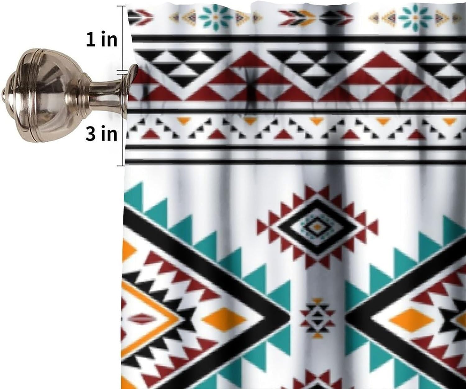 Aztec Kitchen Valance Curtain White Abstract Geometric Stripes from Native American Tribes in The American Southwest Window Treatment for Living Room Bedroom Dining Room 54x18In - Image 6