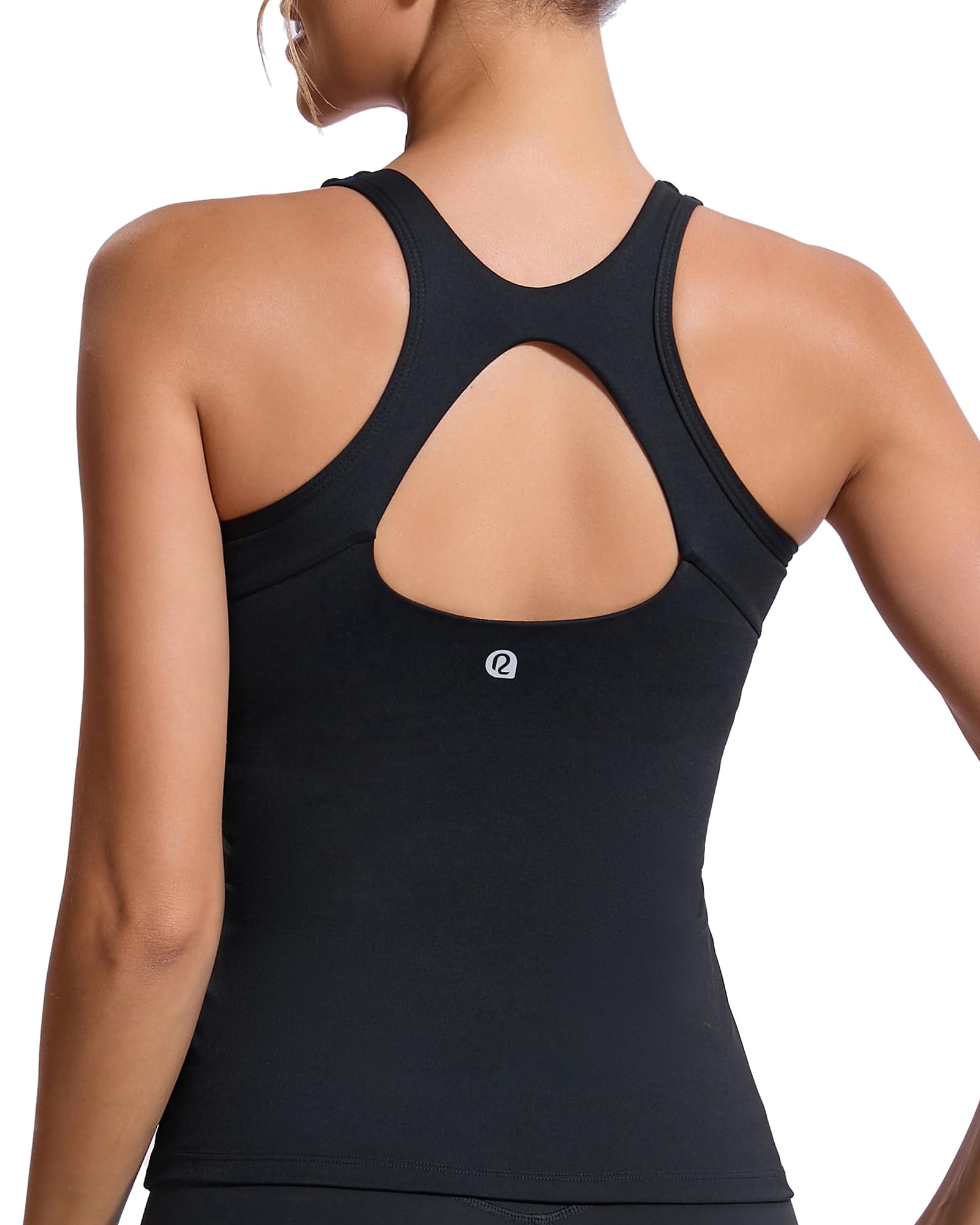 RUNNING GIRL Workout Tank Tops with Built in Bras for Women,Compression Shirt Strappy Back Athletic Yoga Tops