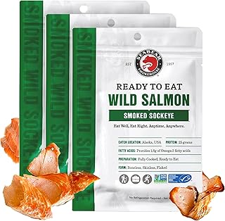 SeaBear Ready to Eat Smoked Wild Sockeye Salmon 3-Pack Wild-Caught Salmo...