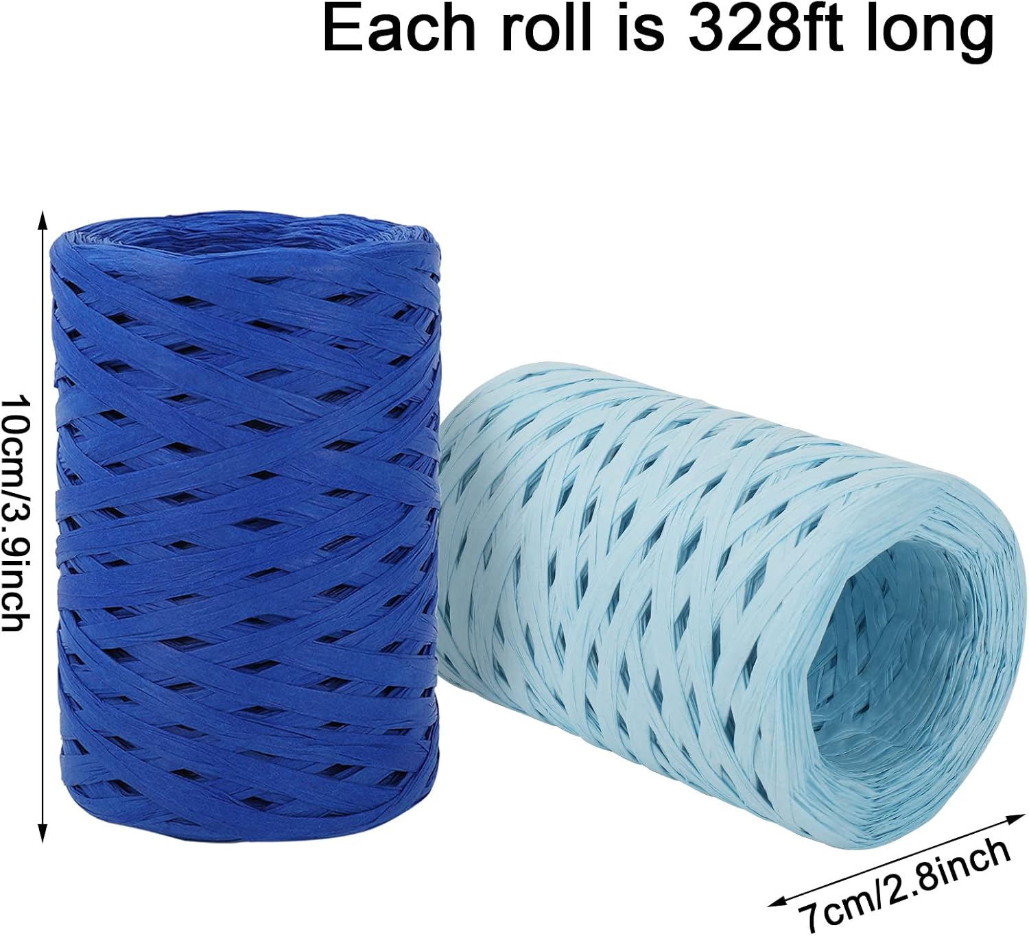Whaline 984Ft Gradient Blue Raffia Ribbons Blue Series Raffia Paper String Gift Box Packing Rope Colored Paper Twine Wrapping Ribbons for Winter Daily Art Craft DIY Wrapping Cake Cookie Decor, 3 Roll