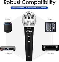 Vista 6 de KM88 Micrófono de karaoke de mano con cable, micrófono vocal dinámico super cardioide con cable de audio XLR desmontable de 13.12 pies e interruptor