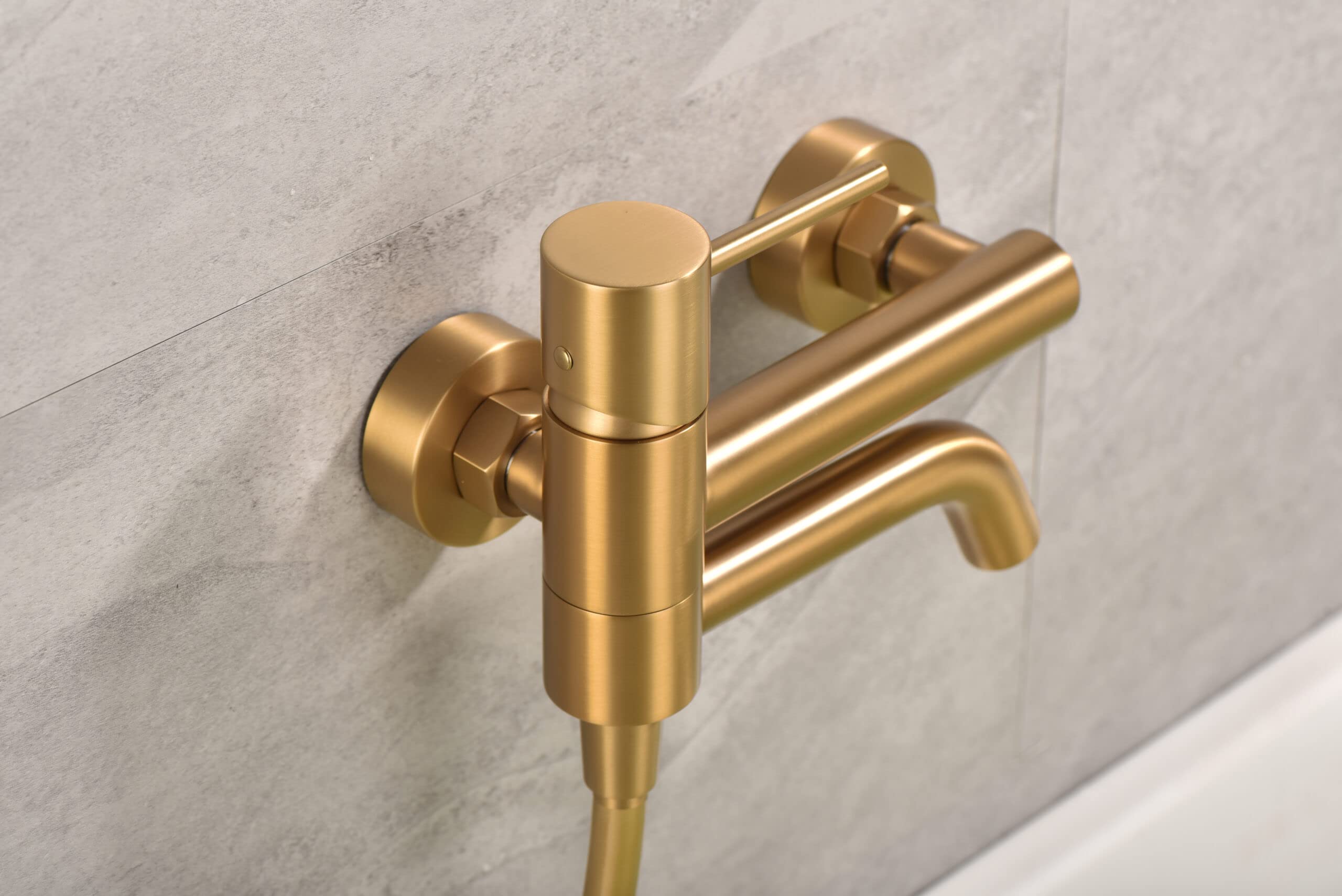 IMEX - Griferia baño y ducha, grifo monomando de bañera con caño SERIE MONZA Oro Cepillado - BDM039-4OC