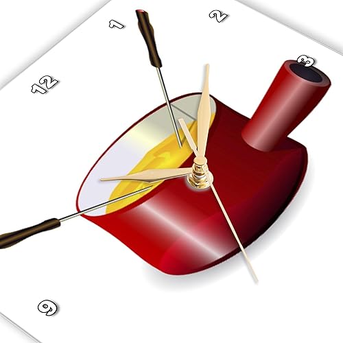 Miniatura 3 de 3dRose Wall Clock Silent - 15 inch - Retro Fondue Pot with Cheese - Retro