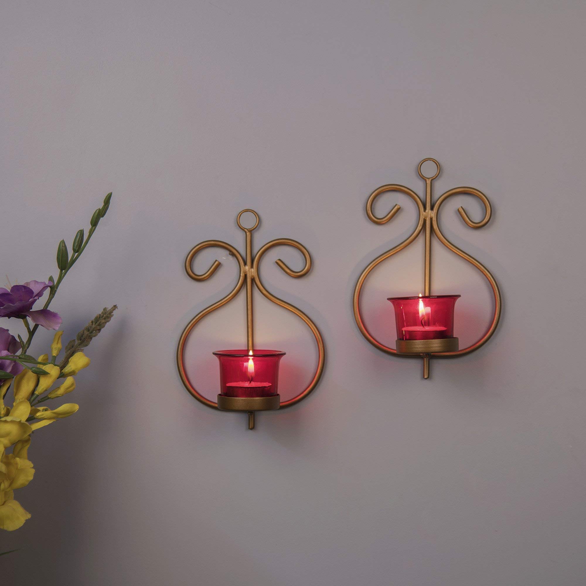 Homesake Diwali Candle Sconces - Set of 2 with Candles -19 Homesake Diwali Candle Sconces - Set of 2 with Candles -19