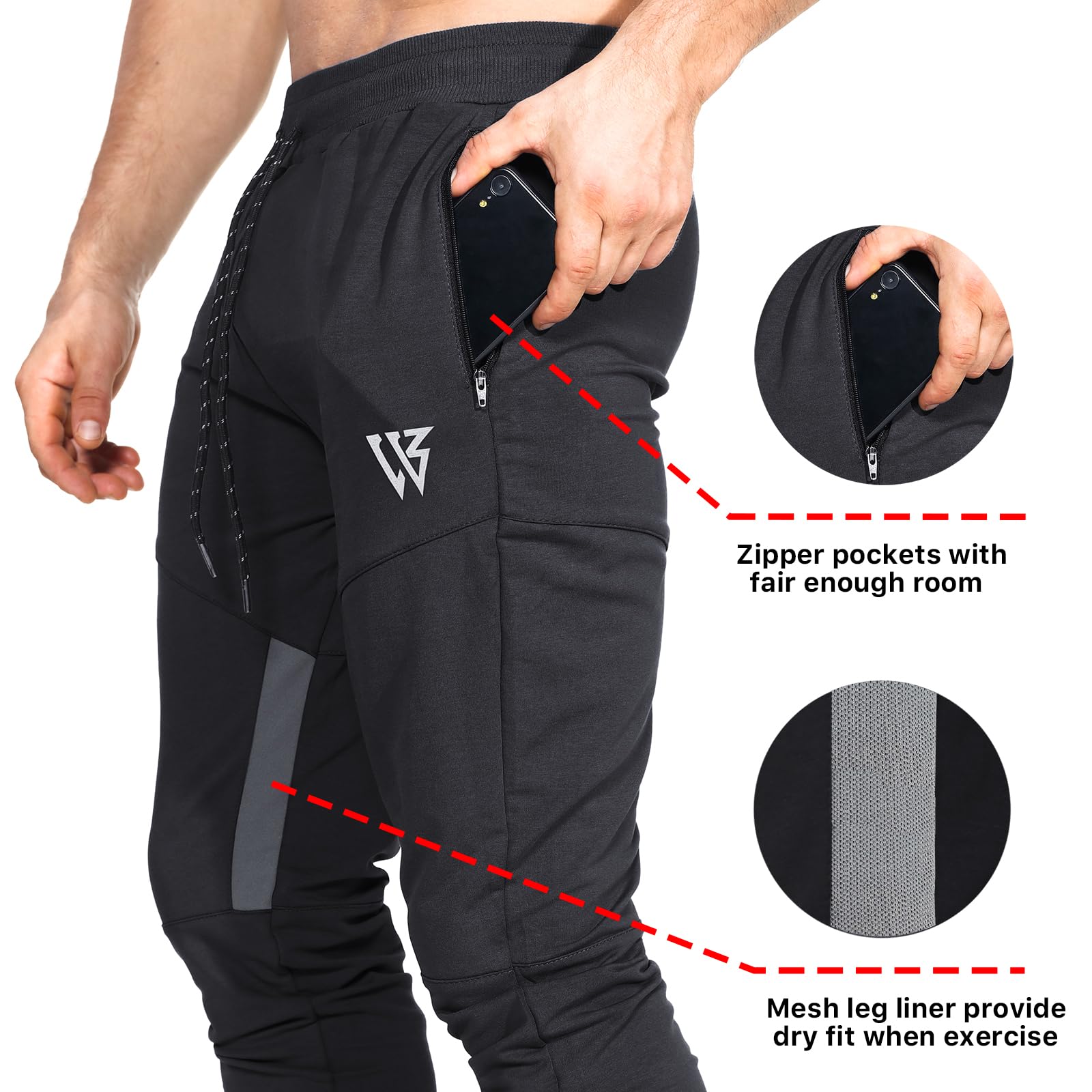 BROKIG Pantaloni della Tuta da Jogging da Palestra Vertex da Uomo con Tasche