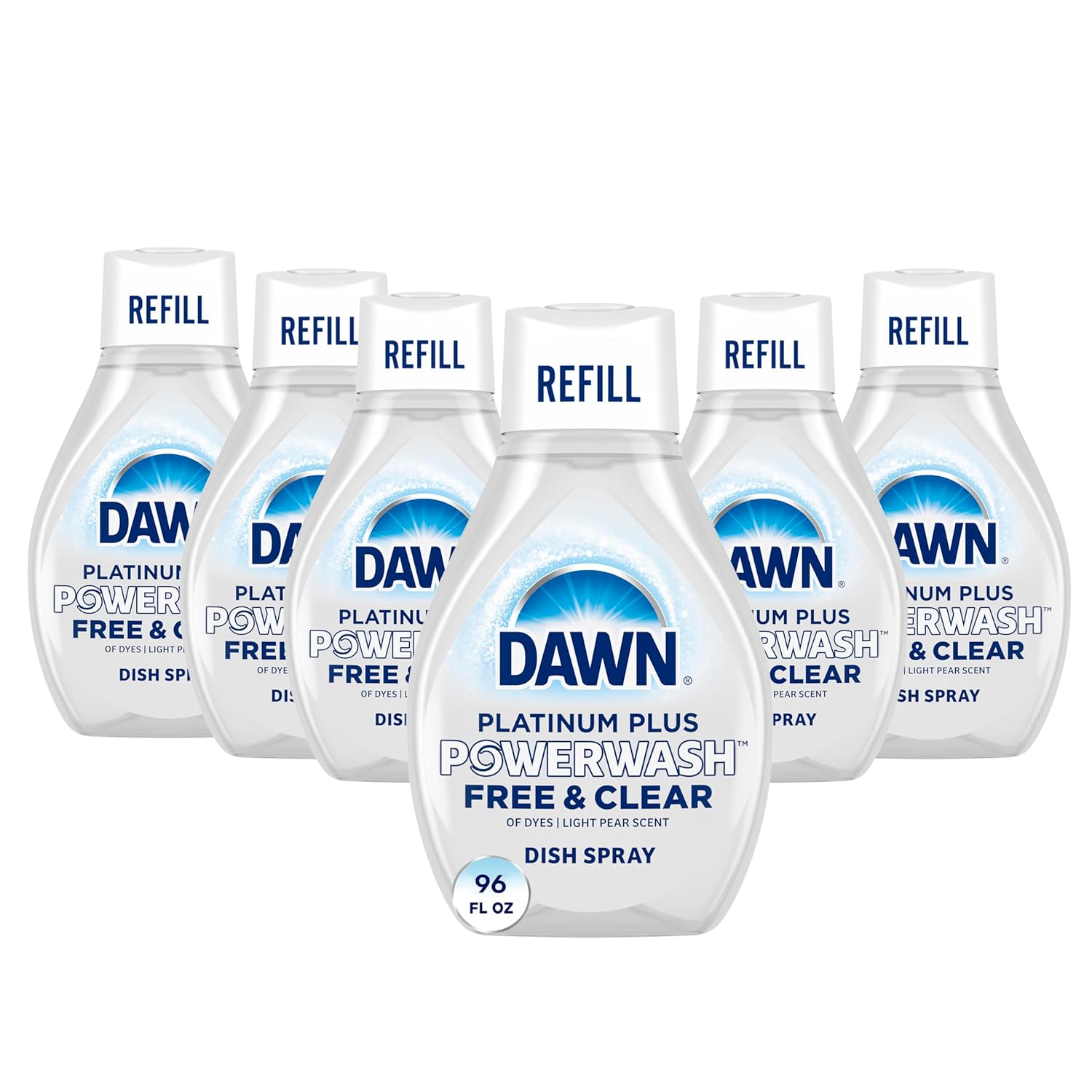 Dawn Free Clear Powerwash Dish Spray Dish Soap Pear Scent Refill 16 Fl oz 6 Pack