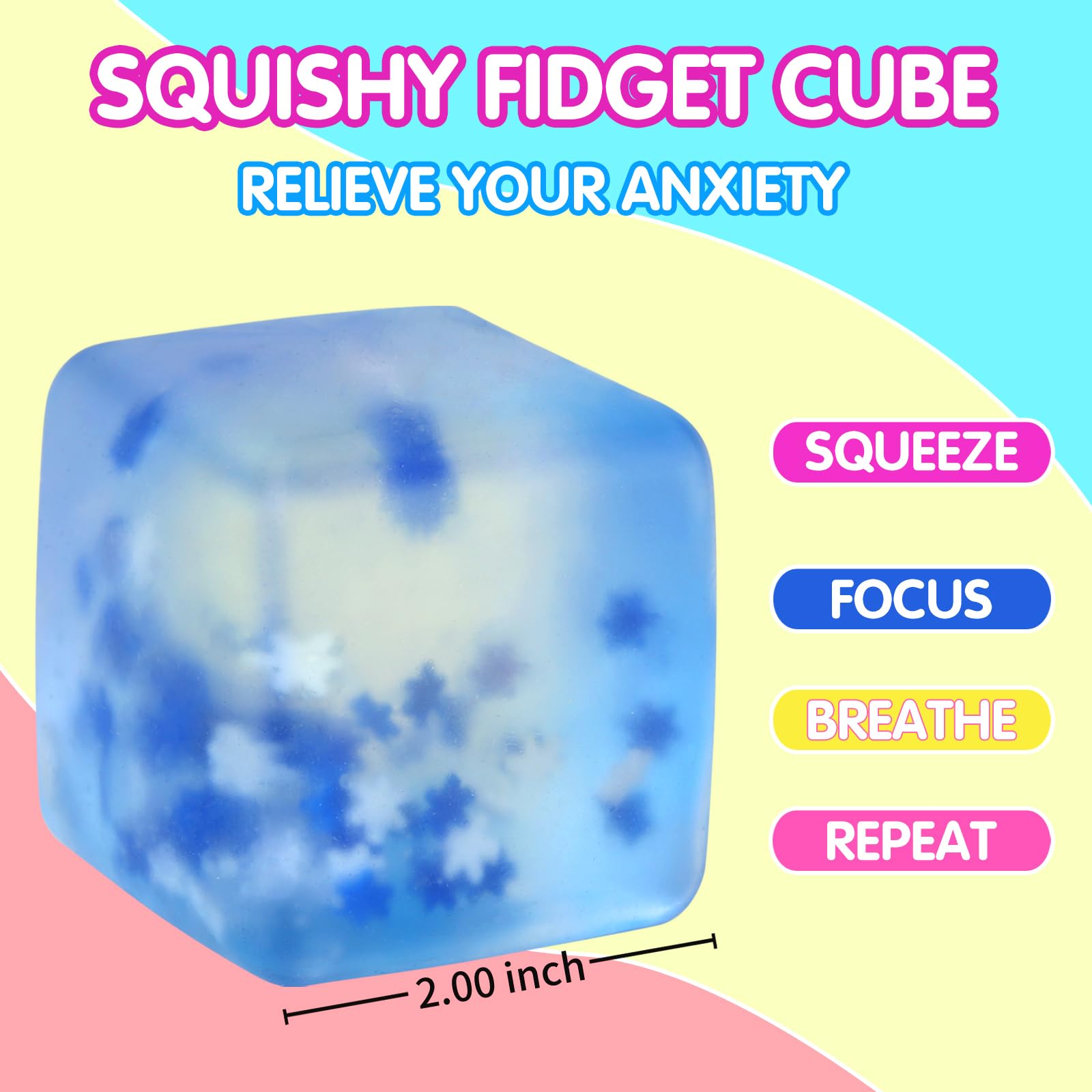 Snapklik.com : Fidget Toy Stress Cube- 4 Pack Sensory Squeeze Toys ...
