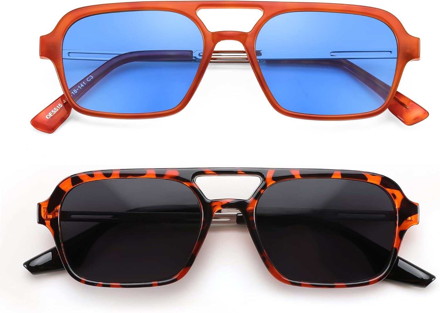 FEISEDY Vintage Square 70s Flat Aviator Sunglasses Women Men Metal Design Shades B2752