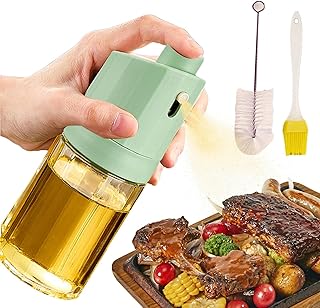 調理用オイルスプレーボトル - 230ml 食品級 漏れ防止 透明 ディスペンサー ブラシ付き | オリーブオイルスプレーヤー,お酢 揚げ物 ロースト バーベキュー グリル バター 植物 水 アウトドア 清掃 シェフ向け