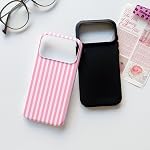 NITITOP Compatible with iPhone 17 Pro Case Matte Cute Vertical Stripes for Women Girls Men Boy Striped Pattern Hybrid 2 Layers Back Shockproof Protective Cover - Pink