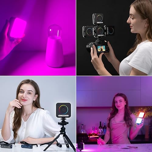 Miniatura 4 de ORDRO Luz de video LED RGB SL-50, mini luz de cámara LED con 108 LED, 3 soportes de zapata fría de 2200 mAh CRI recargable 95+ 2700-6500K para