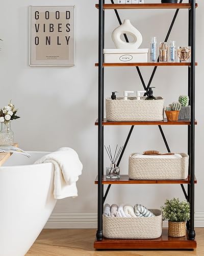 Miniatura 6 de Cesta tejida pequeña, 13.5 x 9.5 x 5 pulgadas, cesta de almacenamiento para organizar, bonita canasta de cuerda pequeña, para armario, cubos de