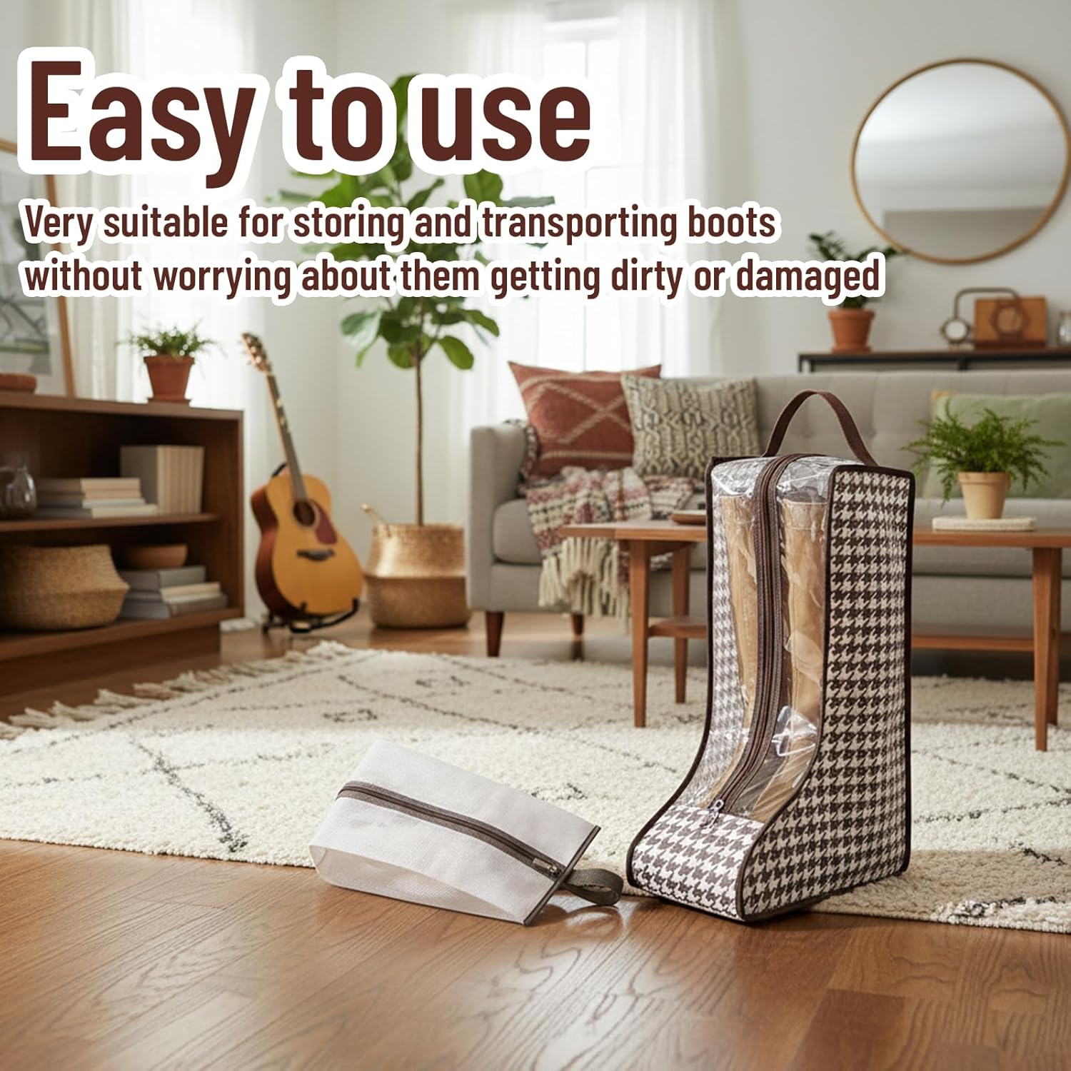 3Pcs Boot Storage, 2pcs tall Boot Bag and 1pcs Travel Shoe Bag with Zipper Closurefor, Cowboy Portable Short Boots and Tall Boots Storage or Protector Bag Shoe - Image 5