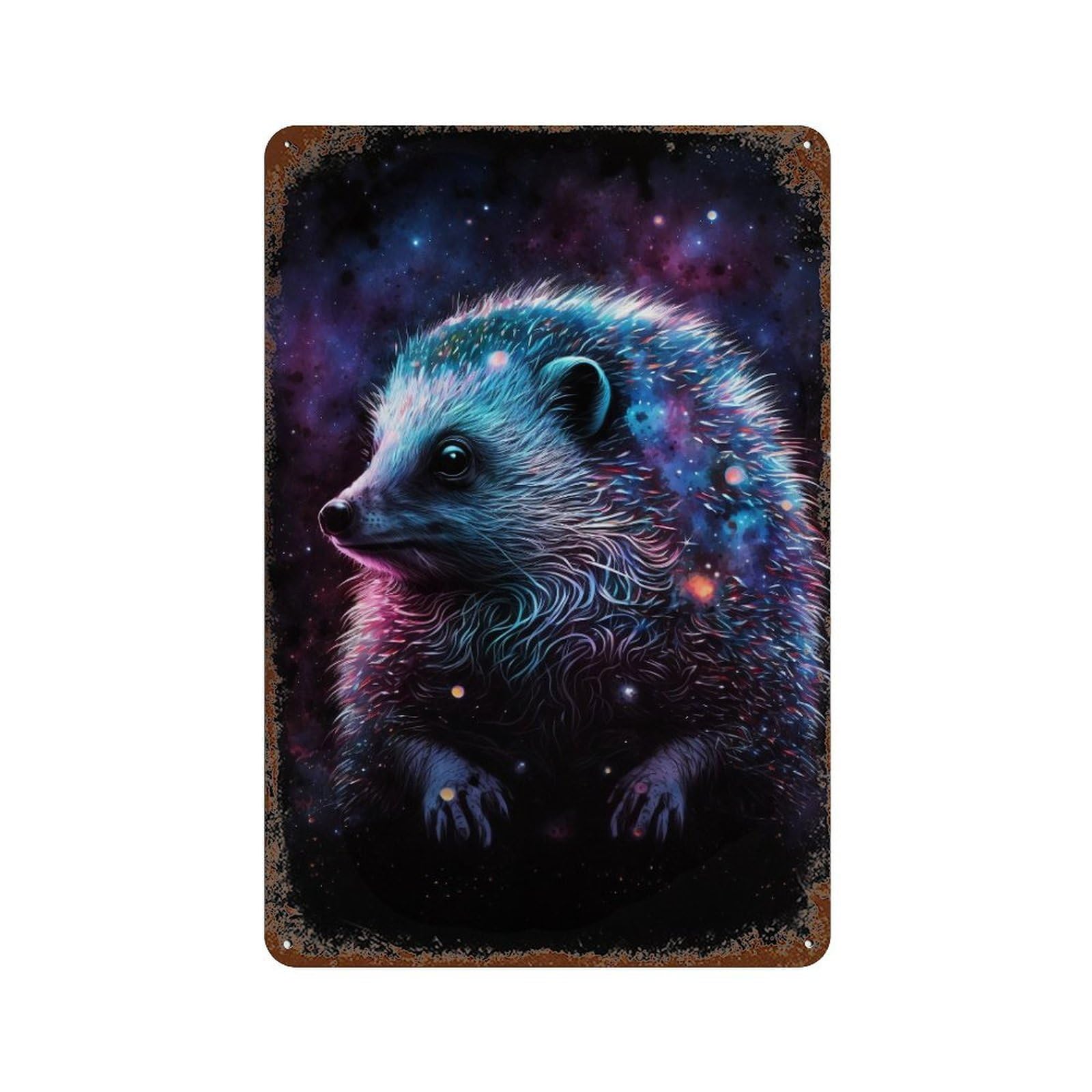 Cosmic Hedgehog Art Print-16 11.8"x7.9" Decorative Tin Sign, Retro Wall Decor for Bistro, Counter And Cafe Decor