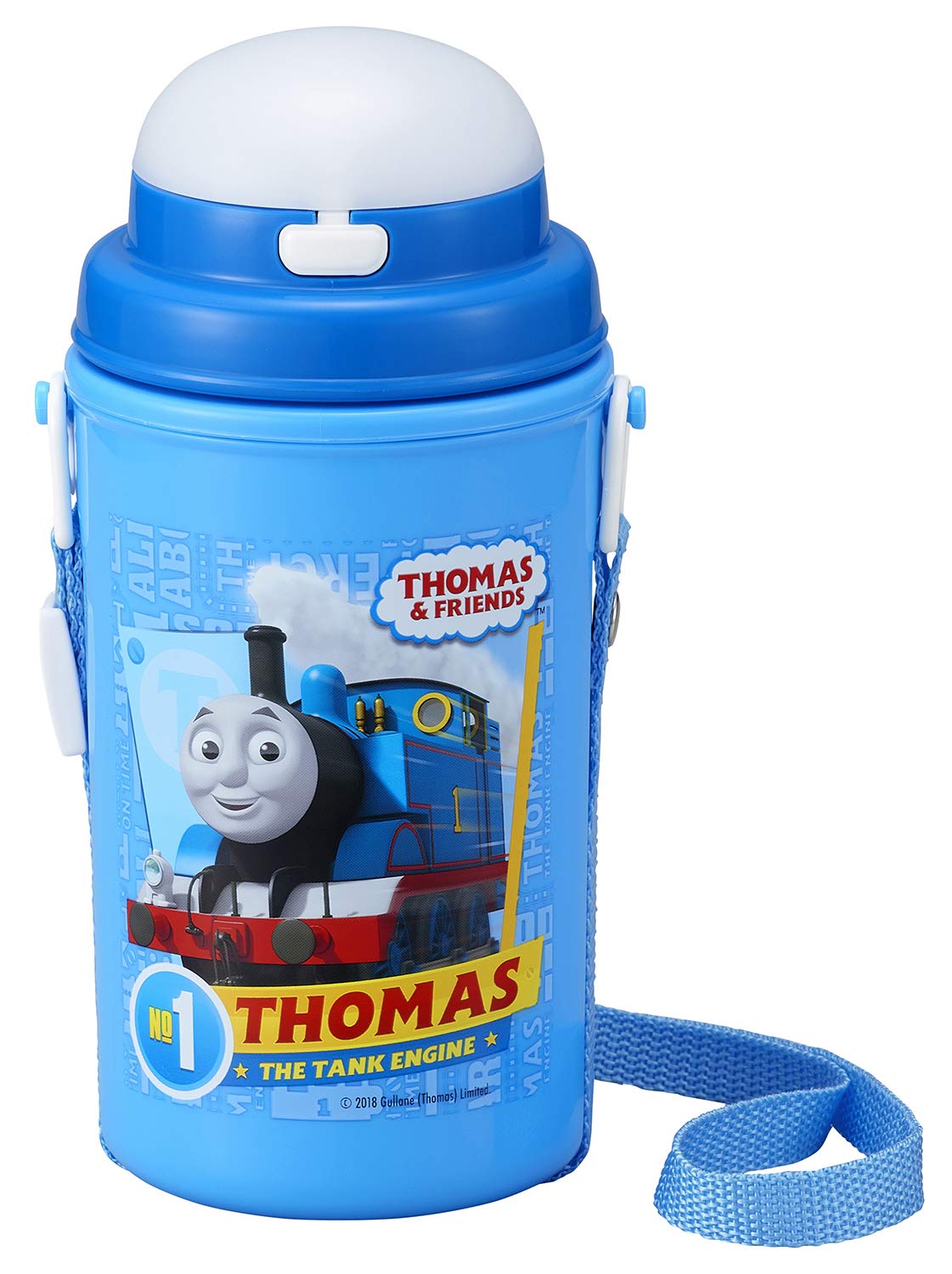 OSK SC-450S Mug Bottle with Straw, Thomas the Tank Engine 15.2 fl oz (450 ml), Cold Retention, Straw Included, One-Touch Open, Made in Japan