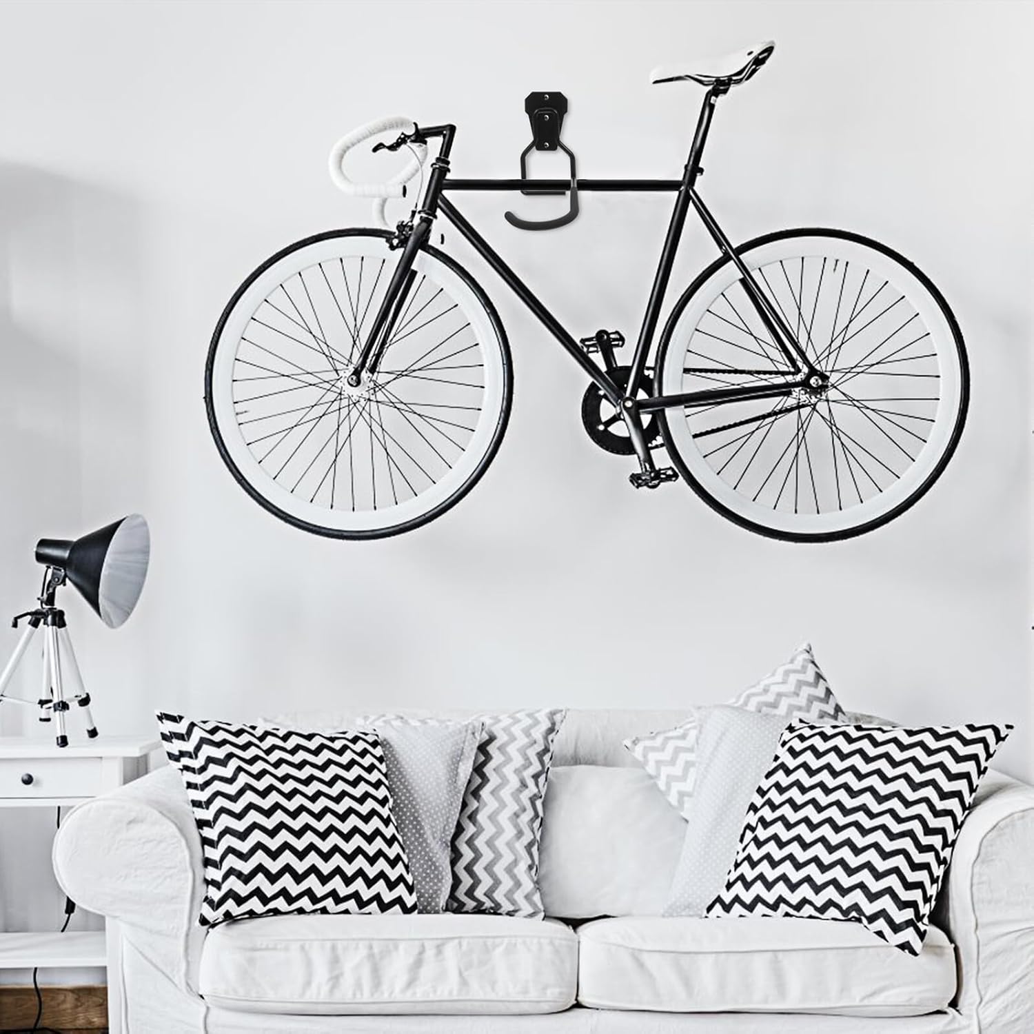 4pcs Heavy Duty Garage Wall Hooks – Steel Bicycle Hangers for Bike and Tool Storage, Wall Mounted Utility Rack for Garage Organization and Lawn Equipment