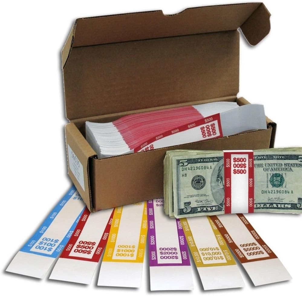 100 Self sealing currency money straps bands you choose