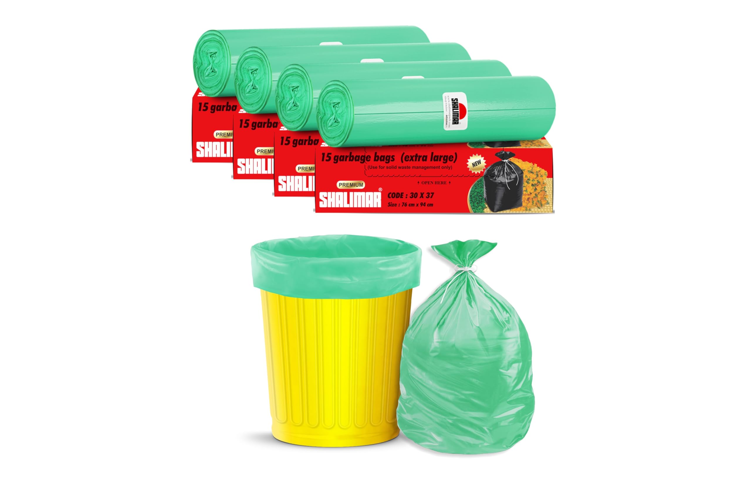 Shalimar Premium Garbage Bags (Lavender Fragrance) Size 30 X 37 Inches (Extra Large) 60 Bags (4 Rolls) Dustbin Bag/Trash Bag - Green Color (B08DHGV27D) Amazon Price History, Amazon Price Tracker