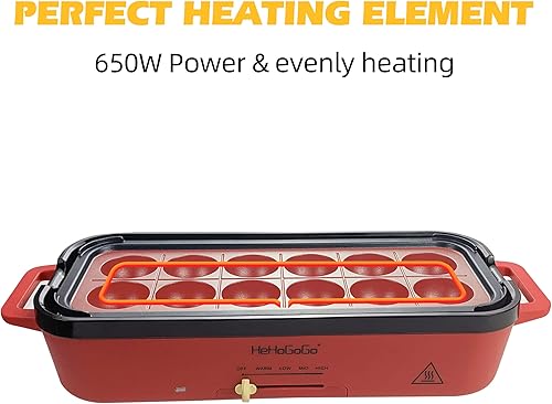 Miniatura 5 de Parrilla eléctrica multifuncional para hornear antiadherente con 3 bandejas intercambiables para Takoyaki Cake Pop/Mini panqueque/filete frito