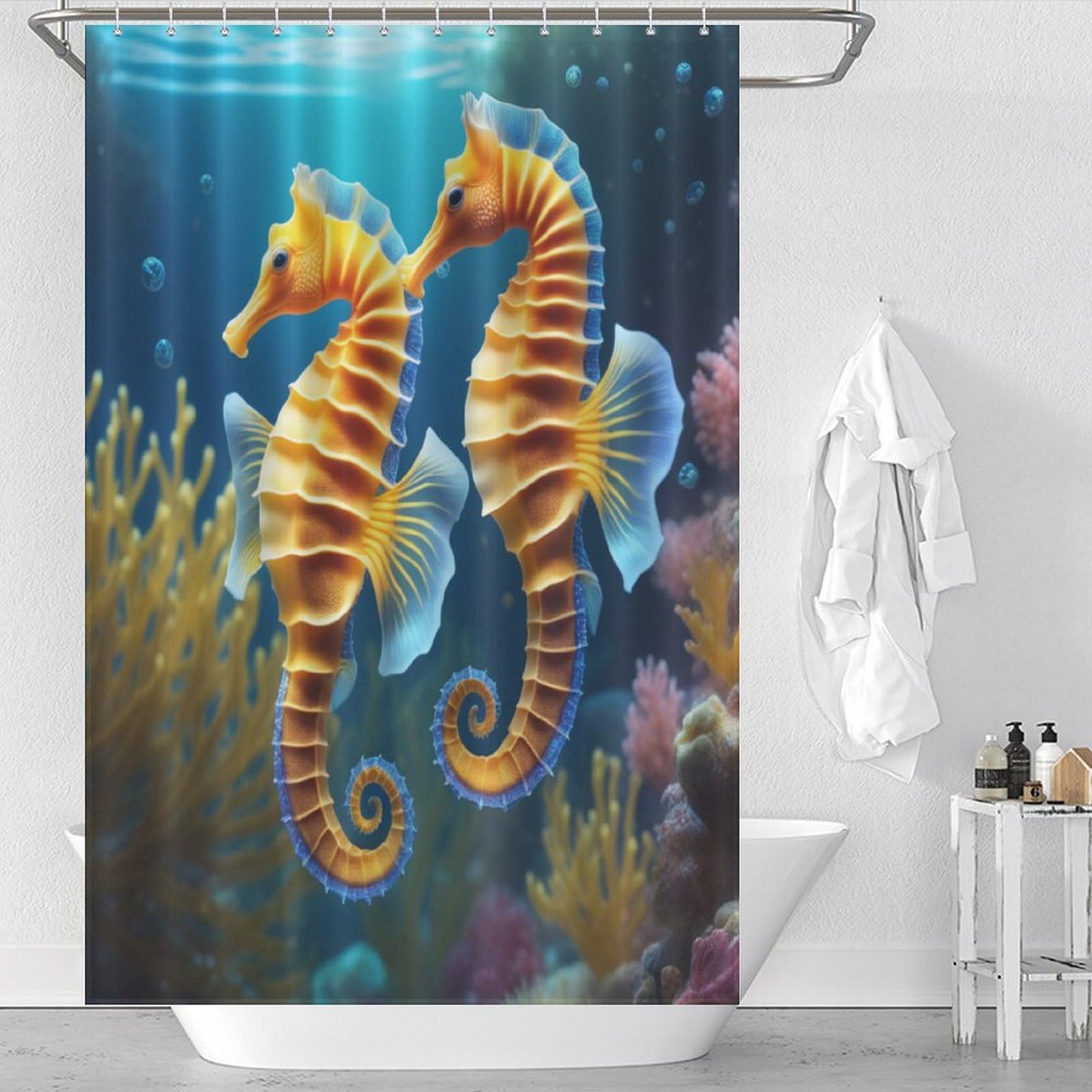 Rideaux de douche tissu lavable Seacheval rideau étanche 122x183cm baignoire