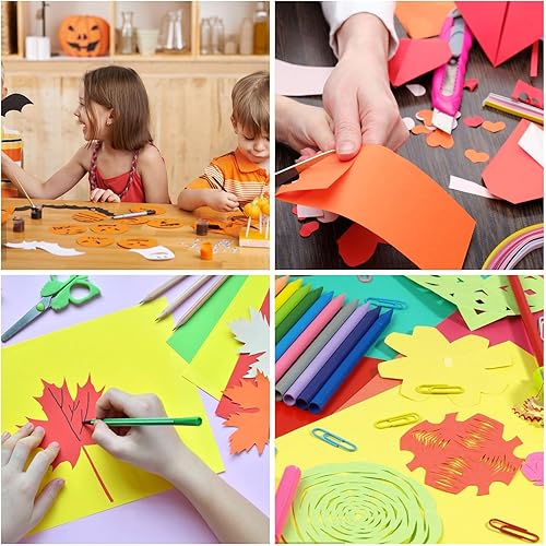 Miniatura 7 de 200 hojas de papel de color de 8.3 x 11.7 pulgadas (8.82 ozm) de color A4, papel de construcción, 10 colores surtidos para manualidades, tarjetas,