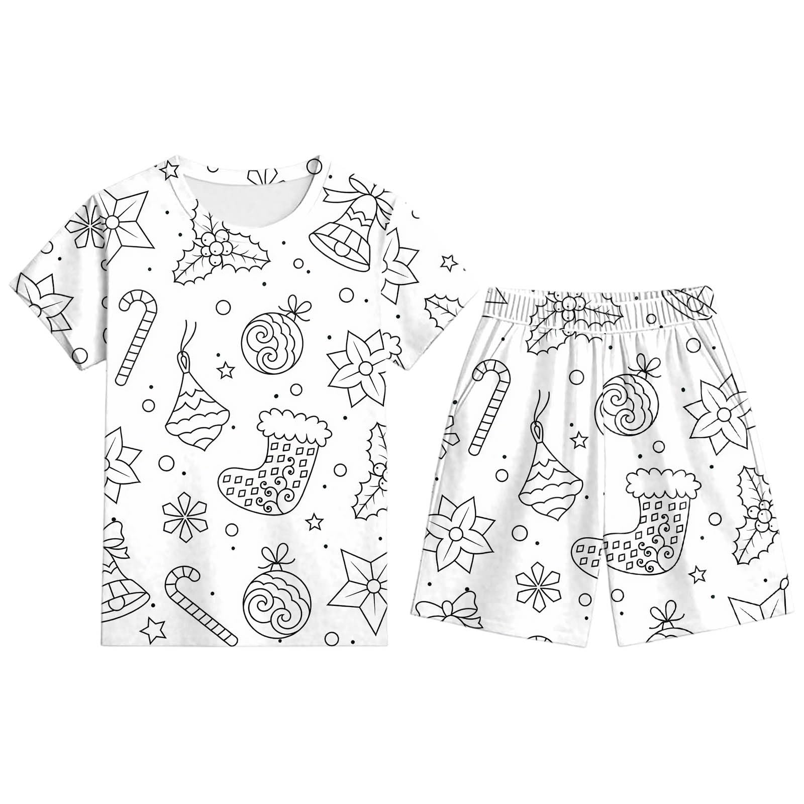Tenue de vacances festive fille ensemble t-shirt short peinture - 4