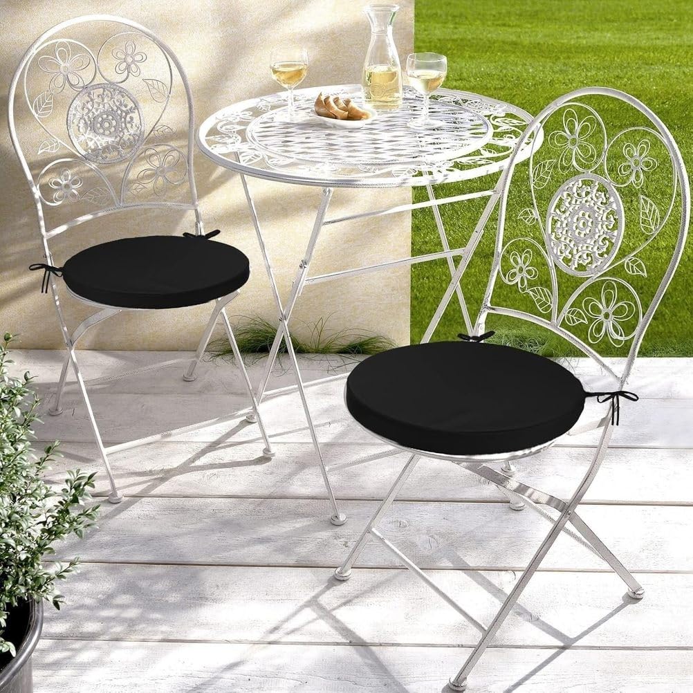 Cuscini per sedie da esterni, impermeabili, rotondi, con lacci antiscivolo e fodere rimovibili, cuscini spessi per sedie da patio e mobili da giardino