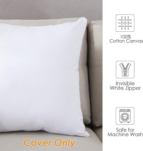 Miniatura 9 de Funda de cojín cuadrada de lona de algodón con cierre de cremallera oculto, disponible varios colores