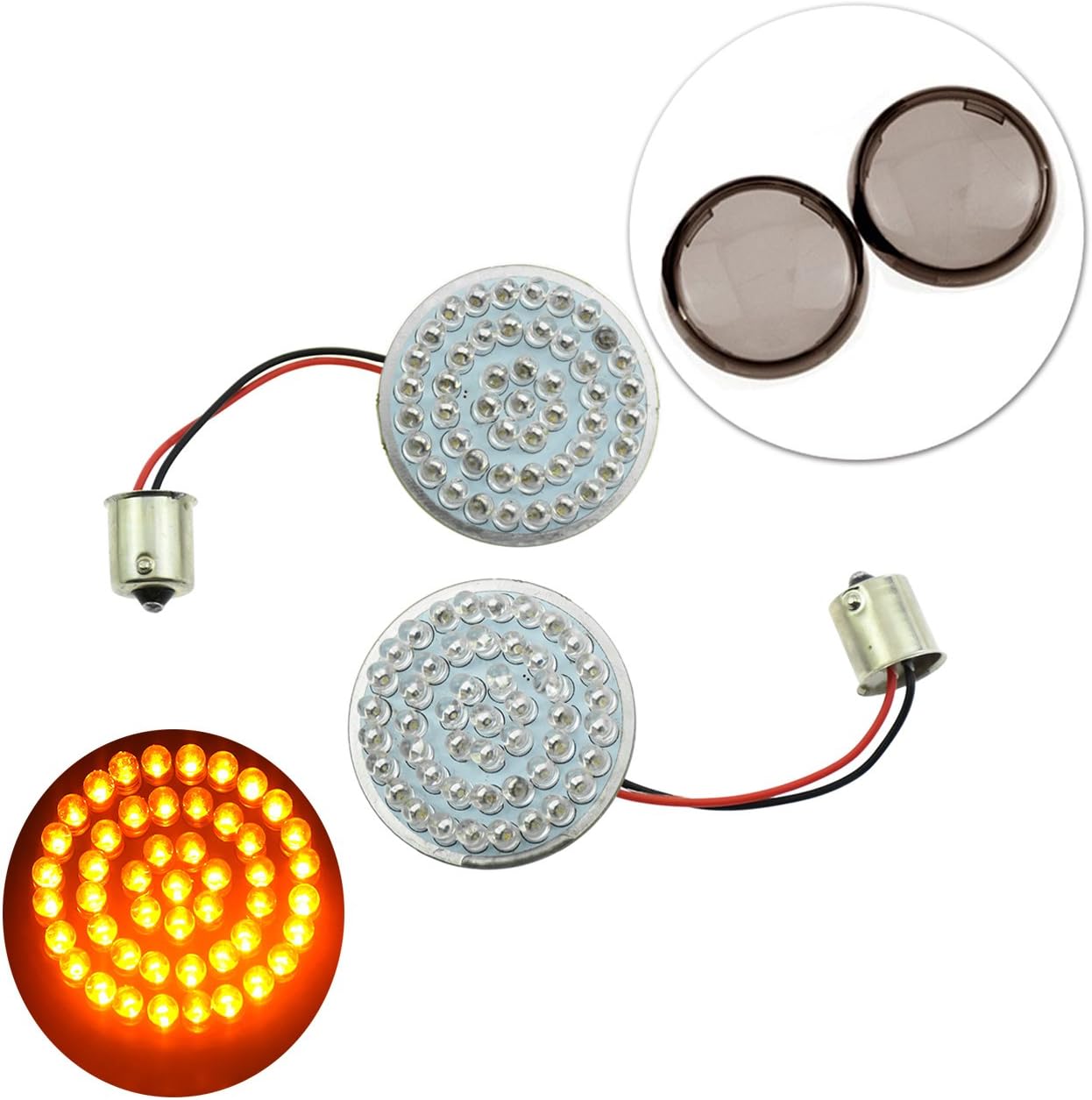 2" Rear 1156 LED Turn Signal LED Light Panel with Lens Fit for Harley 2002-2013 Dyna Softail Sportster