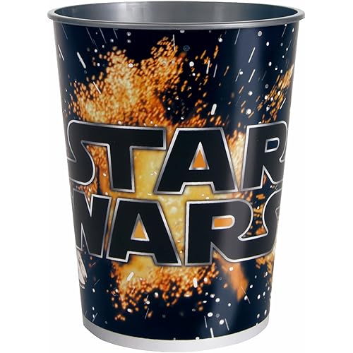 Multicolor Plastic Star Wars Classic Stadium Cup (16oz) 1 Count - Iconic & Eco-Friendly Material, Perfect for Every Galactic Gathering
