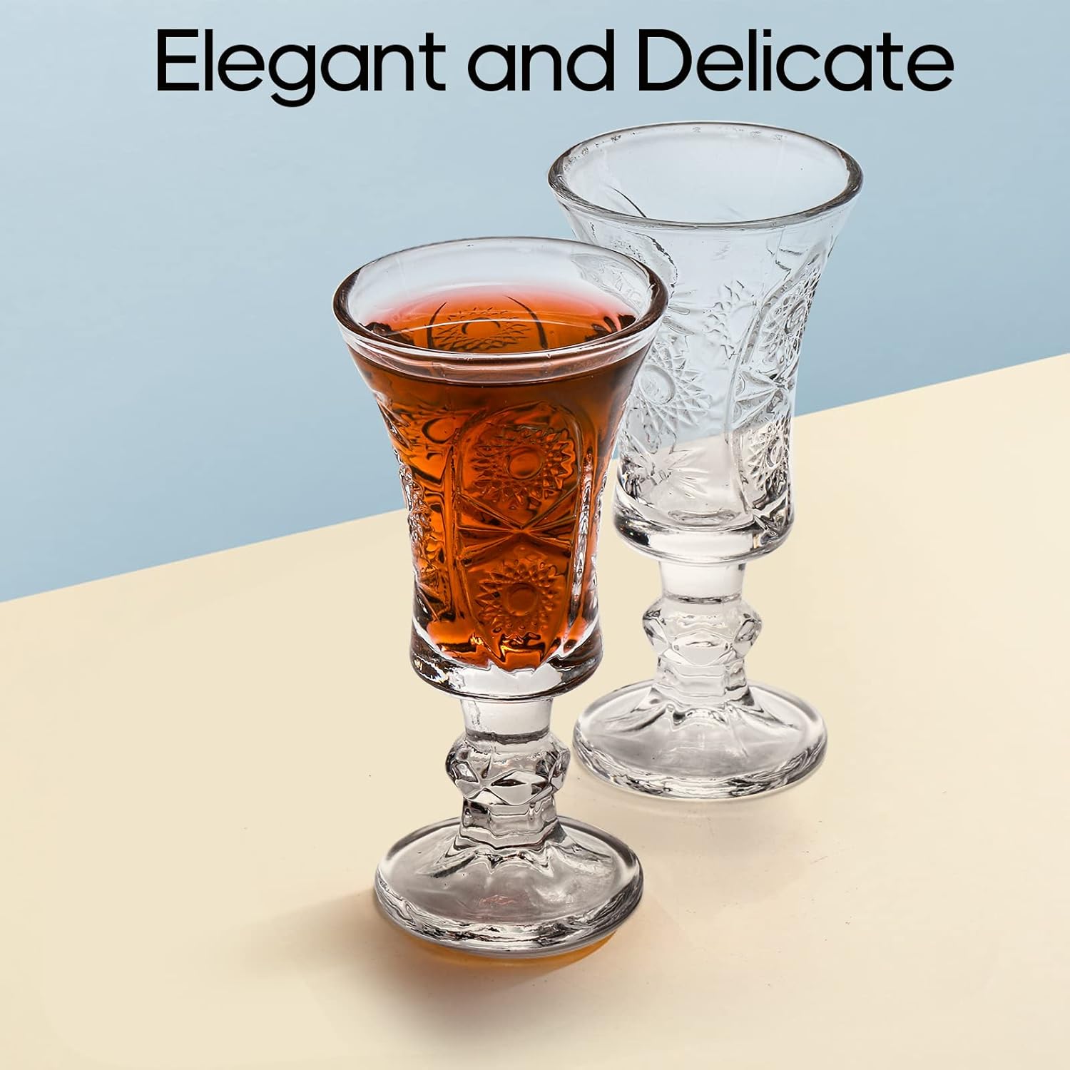 Youeon 12 Pack 1.5 Oz Shot Glasses Set, Clear Cordial Glasses, Fancy Shot Glass Set, Mini Wine Glass with Heavy Base, Small Goblet Shot Cups for Tequila, Liquor, Whiskey, Vodka - Image 4