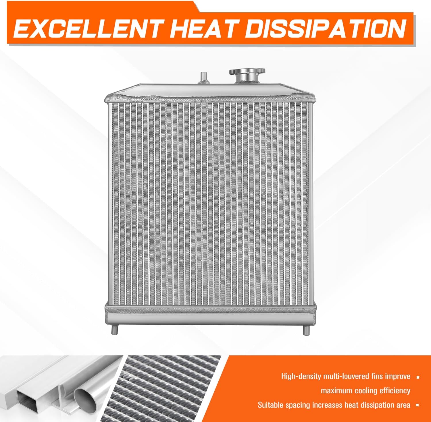 2-Row Aluminum Core Racing Radiator Compatible with 92-00 Honda Civic/Acura Integra 94-01 MT/AT