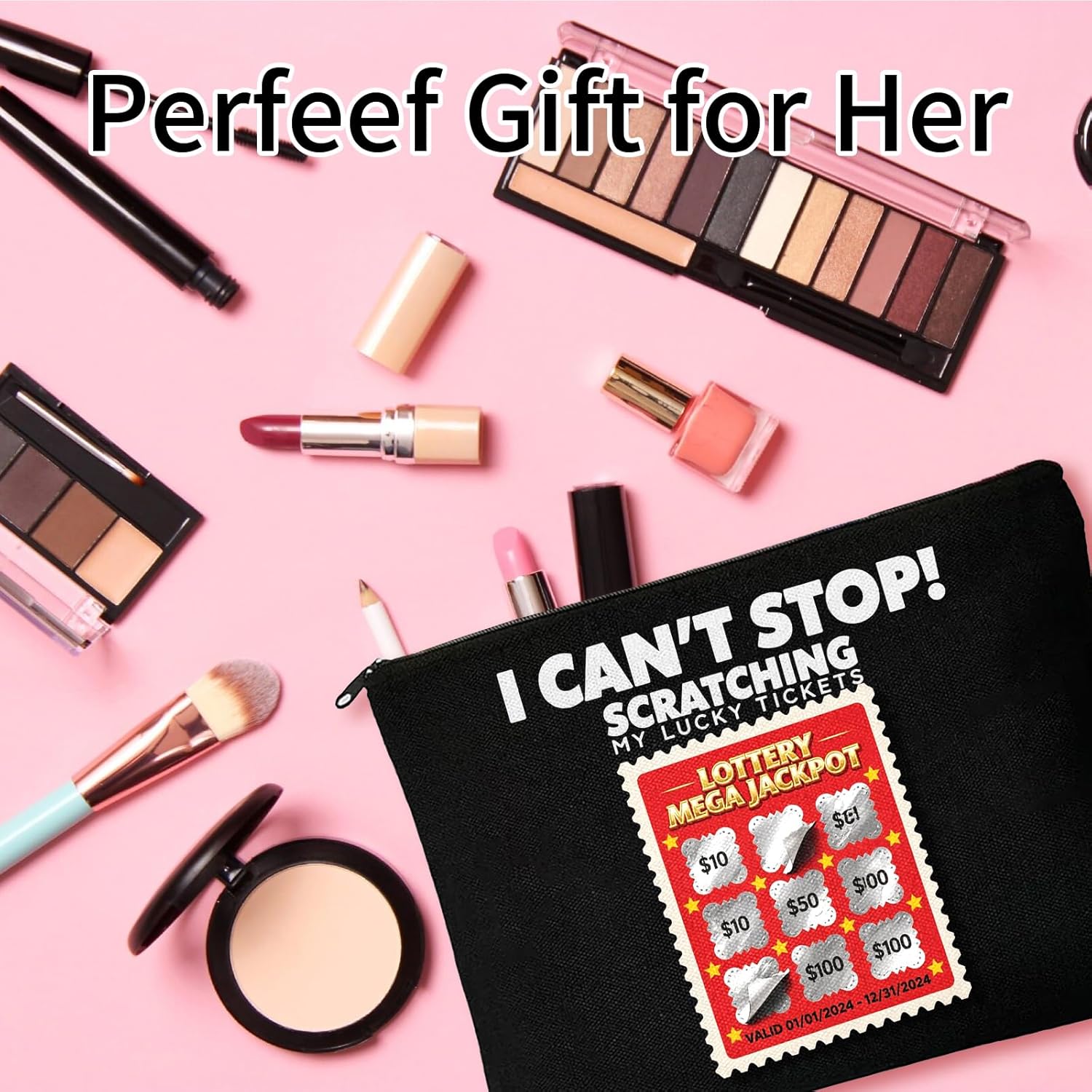 I Can’t Stop Scratching” Lottery - Themed Makeup Bag, Funny Lottery Scratching Gift,Scratch Ticket Zipper Cosmetic Pouch, Gifts For Casino Lover & Lotterys Player - Image 6