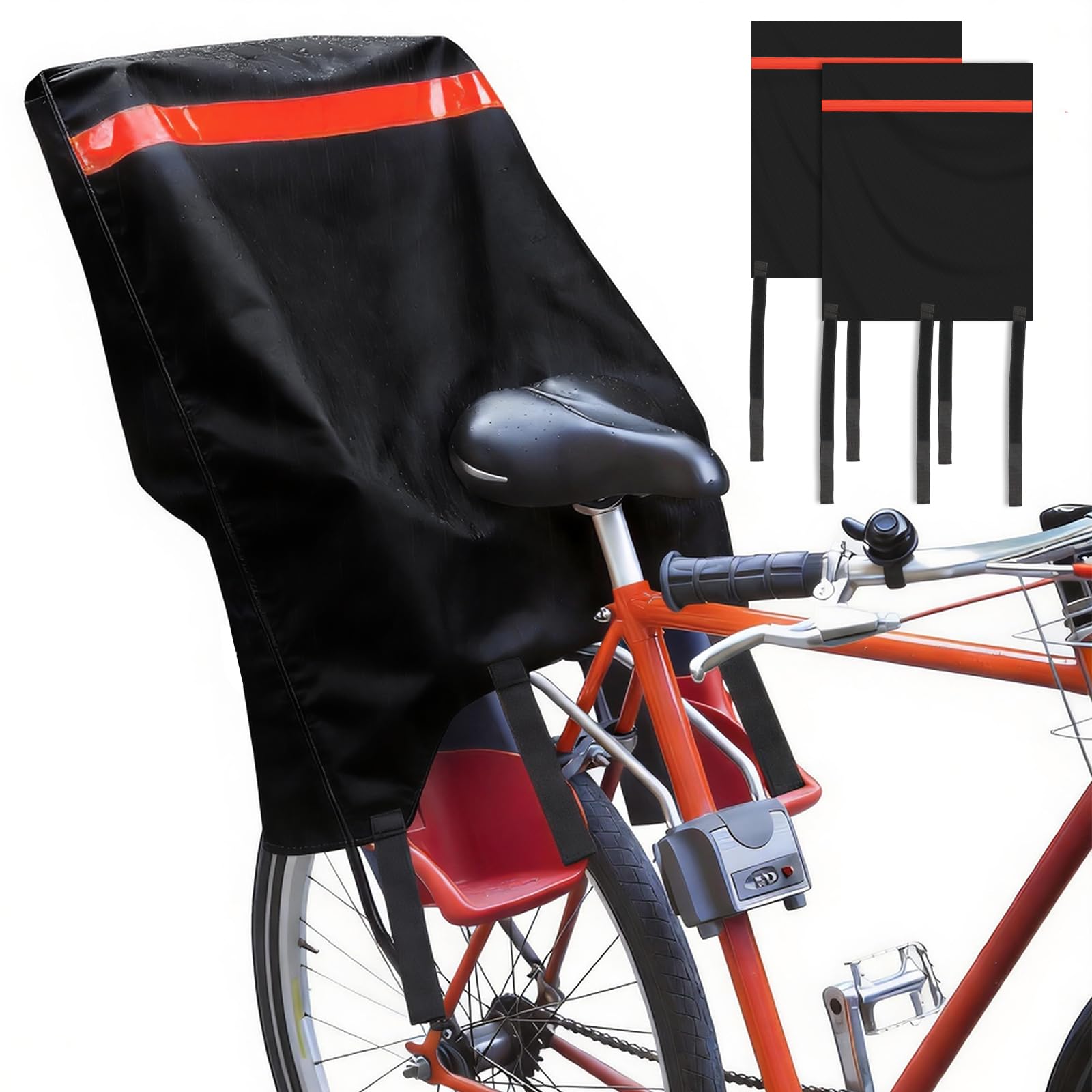 CLOPAE 2PCS Regenschutz für Fahrradkindersitz, 600D Oxford Fahrradsitz Regenschutz, Wasserdichte Abdeckung /Regenhülle mit Reflekorstreifen für Kinder Sitze (Passend für Römer, Hamax, Thule etc.)