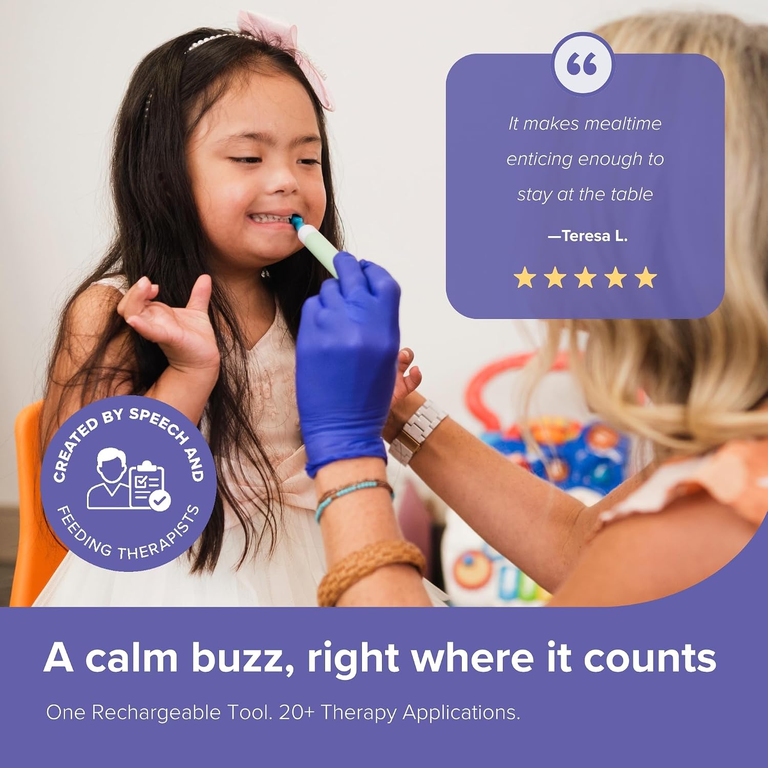 TalkTools Sensi Oral Motor Therapy Essential, Sensory Vibration Tool with Textured Chewy Tip for Oral Stimulation, Kids and Adult Feeding, Speech and Myofunctional Development (Rechargeable)