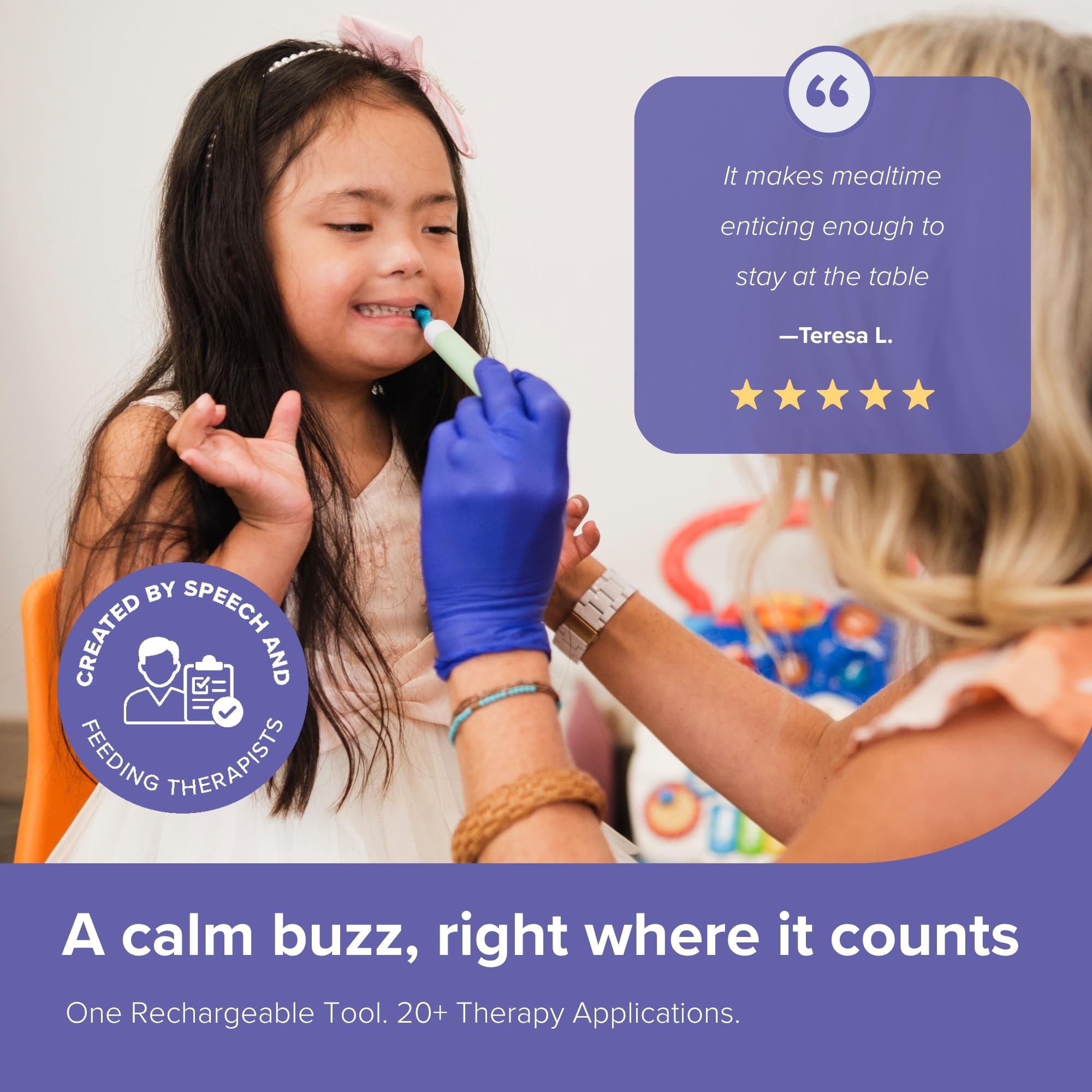 TalkTools Sensi recargable - Herramienta de terapia sensorial para habla y alimentación, productos sensoriales para autismo, herramientas para TDAH, regalos de terapia del habla para niños con autismo